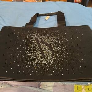 NWT Victoria’s Secret 2024 Black Crystal Embellished Tote Bag Z54